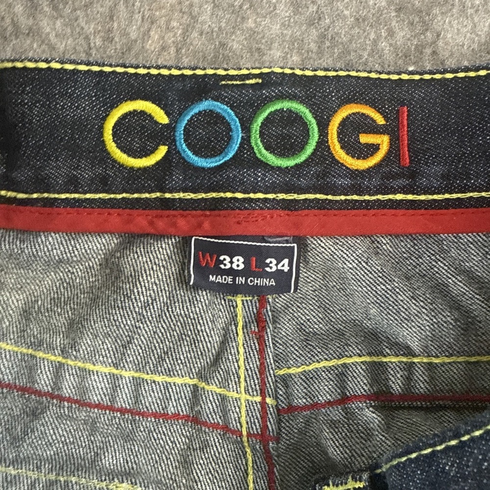 Vtg COOGI Jeans Mens sz 38x34 Embroidered Sneaker Shoes‎ Rainbow Blue Denim Y2K - Picture 9 of 16